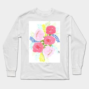 Pink Roses and Peonies Long Sleeve T-Shirt